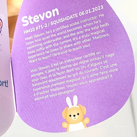 🐣 STEVON 🐶 Dog w Bunny Ears HugMee Easter 2024 Original Squishmallow ☆》NWT《☆ - Picture 4 of 8